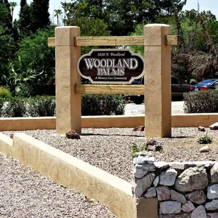 Woodland Palms Assisted Living &amp; Memory Care facility sign