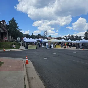 tents set up on the side of the road
