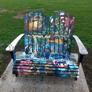 New bench at the park behind the fair.