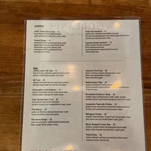 a menu on a wooden table