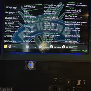 Beer menu