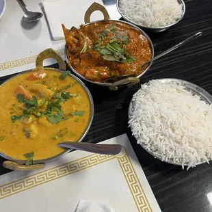Vegetable Korma and Aloo Gobi