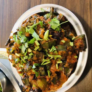 Okra and tomato curry included in lunch special