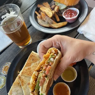 Chicken Crunchwrap and smash burger  (Burger meat was thin like a Swansons burger)