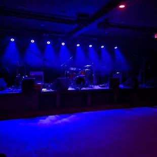 a stage with blue lighting