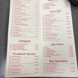 menu