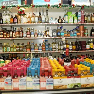 shelves of liquor in a store