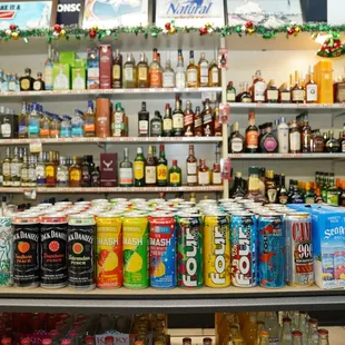 shelves of various types of liquor