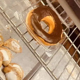 a donut with chocolate frosting on top