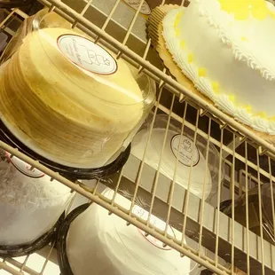 a variety of cakes