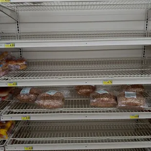 This was on May 22, 2023, and even now in August, the bread shelf is STILL just as empty.