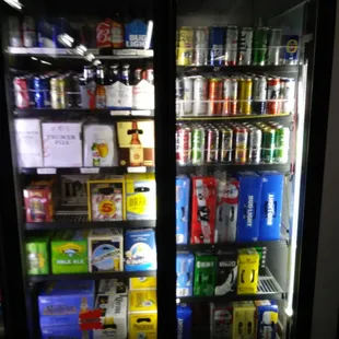 a refrigerator full of beverages