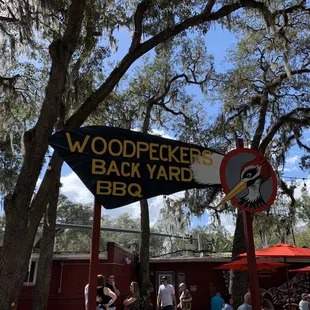 a sign for the restaurant