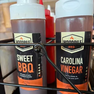 two bottles of bbq