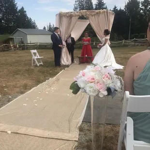 a bride and groom during their wedding ceremony