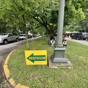 Restrooms over there