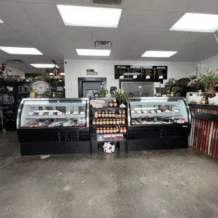 the inside of a bakery