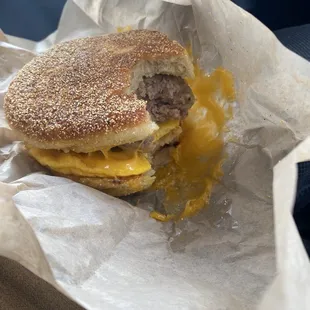 Sausage, egg, &amp; cheddar English muffin