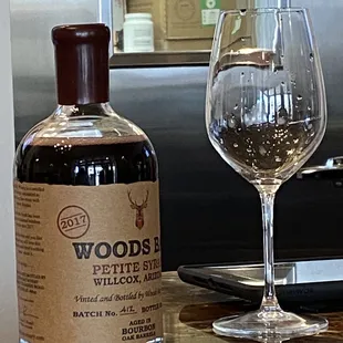a bottle and a glass of wine