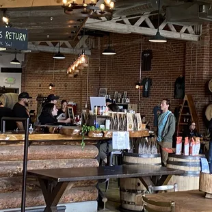 a group of people at a bar