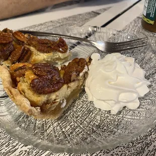 Pecan pie with a chew cake like filling.
