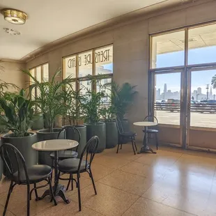 tropical foyer with cityscape view