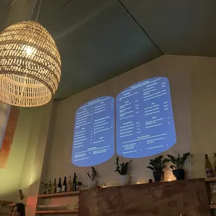 Menu at the bar