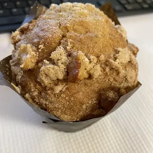 a muffin on a table