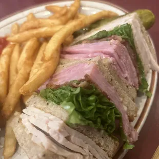 Combo club sandwich with fries