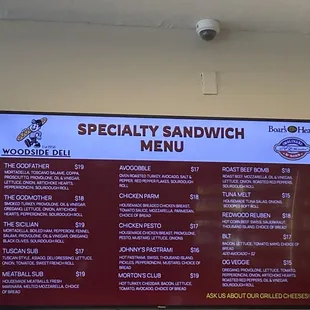 New sandwich menu Sep 2024