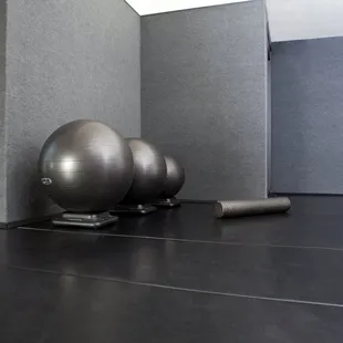 Warm up the right way with a deep stretch in our soft-matted stretching area.