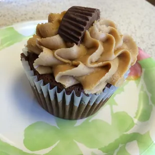 a cupcake on a plate