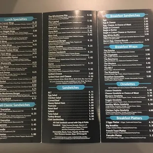Menu (I think the prices are a bit different than In-Store)
