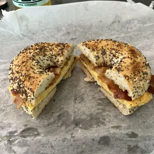 Bacon egg and cheese everything bagel