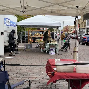 Some vendors on a cool fall afternoon