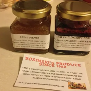 Apple butter, and sweet cherry jam for the hubs :)