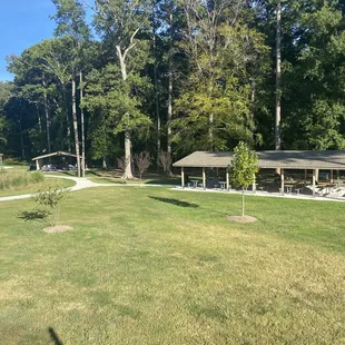 Two of three large pavillions