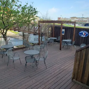 Gorgeous deck out back overlooks creek