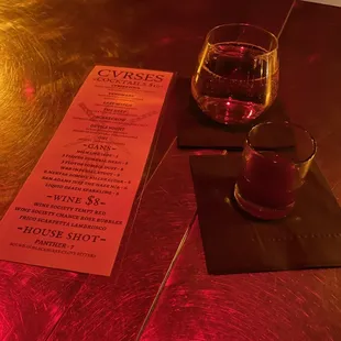 Menu, house shot &amp; Rose