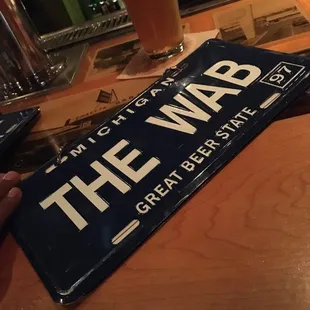 The menu is pretty sweet. Two custom license plates. Pretty impressed.