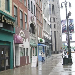 a rainy day on a city street