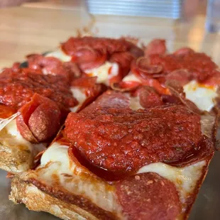 Trippple XXXtra Pepperoni S**T LOAD of Mozzarella + Tons of Natural Casing Pepperoni + Heaps of Pepperoni.