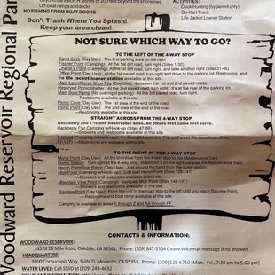 Reservoir campsite information