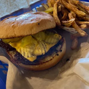 1/3 pound cheeseburger and fries