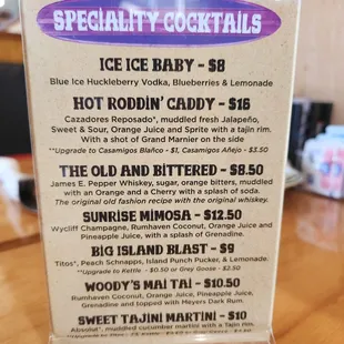 Specialty cocktails