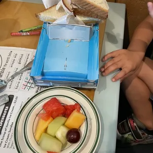 Kids meal - turkey and cheese sandwich with fruit