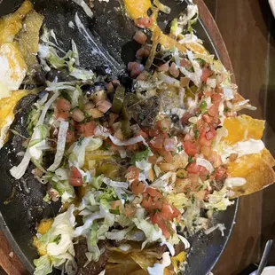 Chips w steak.  My friends didn't let me snap a pic before digging in. This plate was filled
