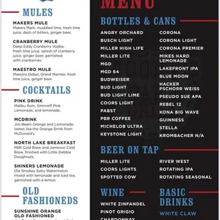 Menu as of 7/28/2021