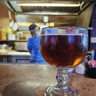 View of the kitchen from the bar.