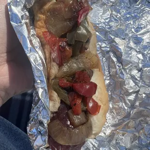 Hot link with peppers